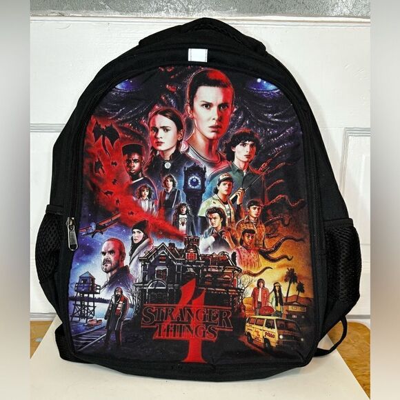 Netflix’s Stranger Things 4 kid’s Sized Black Graphic Two Strap Backpack - Picture 1 of 6